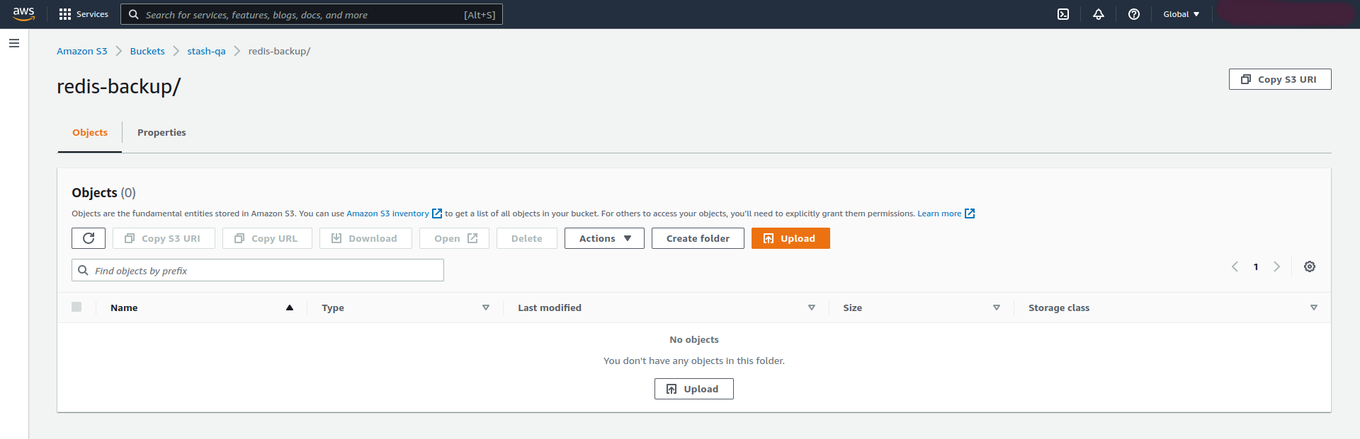 My Empty AWS storage
